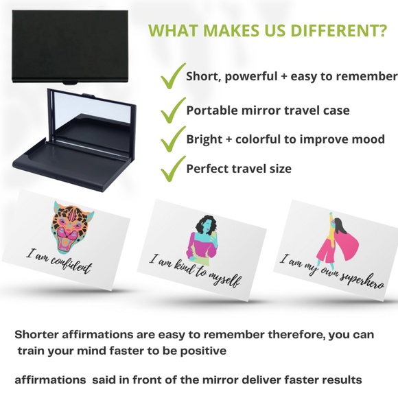 Positive Daily Affirmation 61 Card Deck With Mirror CARRY CASE Set Motivation - Picture 2 of 5